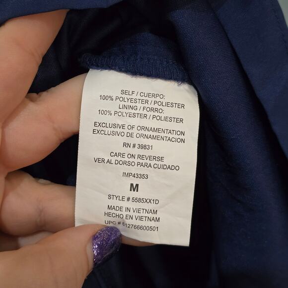 Sequin Hearts navy blue sleeveless dress with belt Medium - Picture 7 of 7